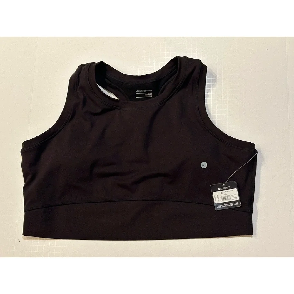 New‎ NWT Eddie Bauer Guide Trex Sport Bra Top Size 2X Black Stretch Retail $65